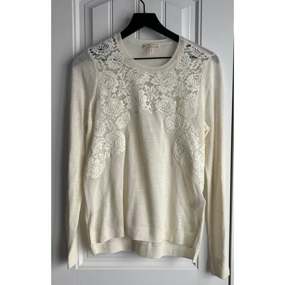 NWOT Rebecca Taylor Cream Lace Sweater - Size Medium - Picture 1 of 6